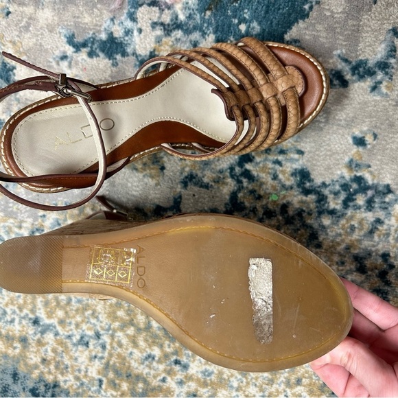 Aldo Tan Leather Strappy Platform Sandals 6.5 EUC - Picture 6 of 8